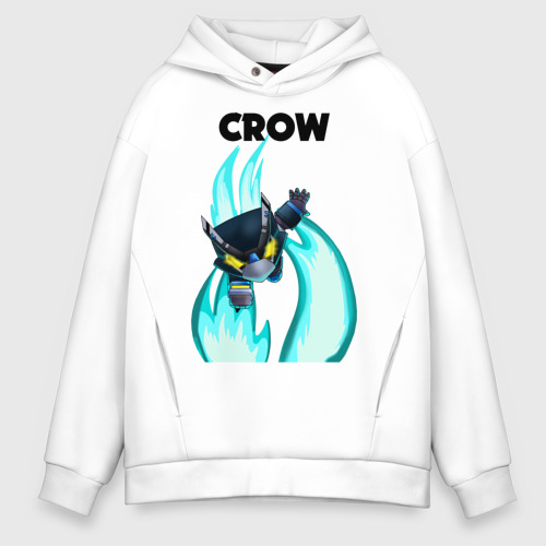 Мужское худи Oversize хлопок Brawl Stars mecha crow, цвет белый