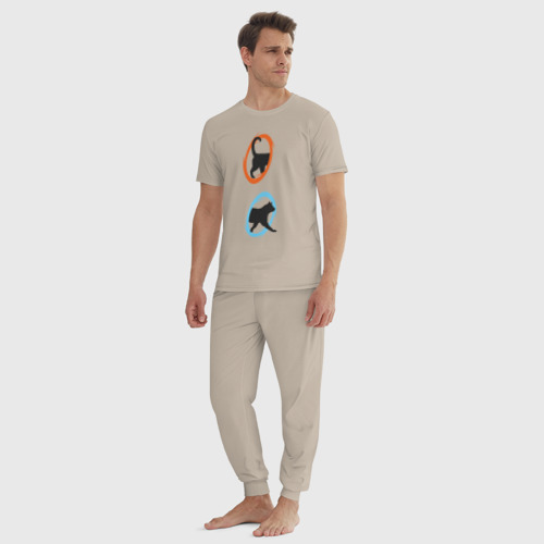 Мужская пижама хлопок Portal Cat, цвет миндальный - фото 5