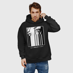 Мужское худи Oversize хлопок Лицо девушки глитч - фото 2