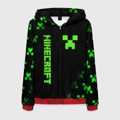Мужская толстовка 3D на молнии Minecraft Creeper