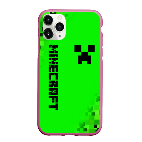 Чехол для iPhone 11 Pro Max матовый Minecraft Creeper, цвет малиновый