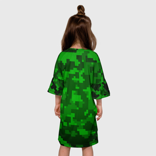 Детское платье 3D с принтом Minecraft Майнкрафт Creeper Крипер, вид сзади #2