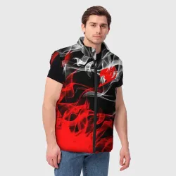 Мужской жилет утепленный 3D Helmet Fairy tail red black white - фото 2