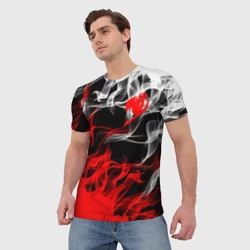 Мужская футболка 3D Helmet Fairy tail red black white - фото 2
