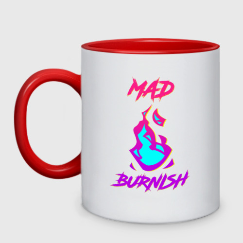 Кружка двухцветная Mad Burnish лого, цвет белый + красный