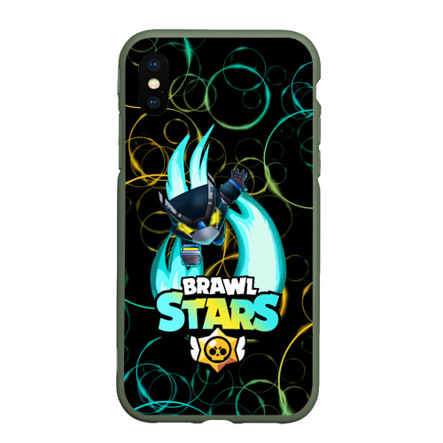 Чехол для iPhone XS Max матовый BRAWL STARS MECHA CROW., цвет темно-зеленый