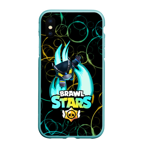 Чехол для iPhone XS Max матовый BRAWL STARS MECHA CROW., цвет мятный