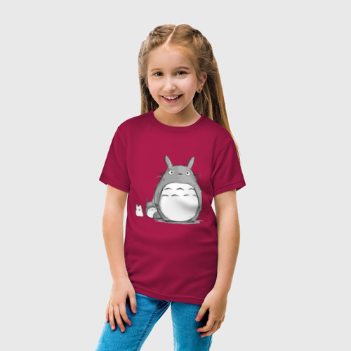 Детская светящаяся футболка с принтом Тоторо рисунок карандашом, вид сбоку #3