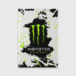 Обложка для паспорта матовая кожа Monster energy