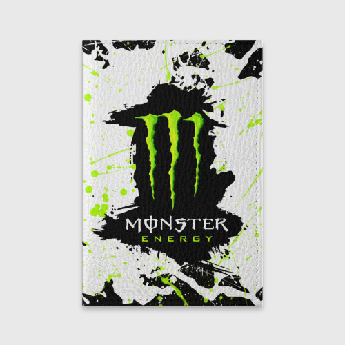 Обложка для паспорта матовая кожа Monster energy, цвет бирюзовый