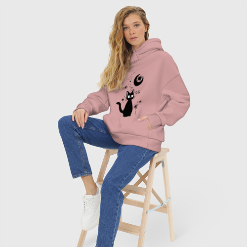 Женское худи Oversize хлопок Jiji Cat, цвет пыльно-розовый - фото 7