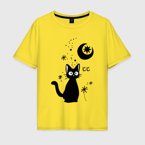 Мужская футболка хлопок Oversize Jiji Cat, цвет желтый