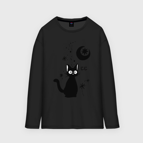 Мужской лонгслив oversize хлопок Jiji Cat, цвет черный