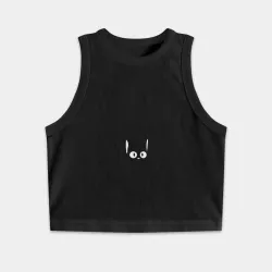 Женская укороченная майка-топ хлопок Jiji Cat