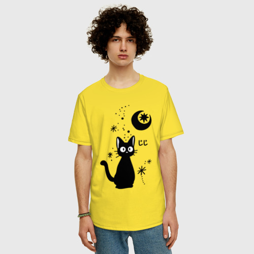 Мужская футболка хлопок Oversize Jiji Cat, цвет желтый - фото 3