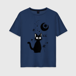 Jiji Cat – Женская футболка хлопок Oversize с принтом купить со скидкой в -16%