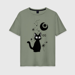 Женская футболка хлопок Oversize Jiji Cat
