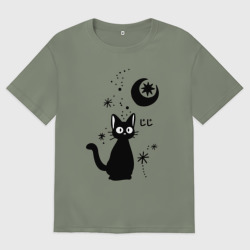 Женская футболка хлопок Oversize Jiji Cat