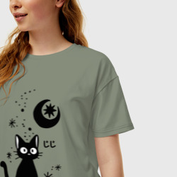 Женская футболка хлопок Oversize Jiji Cat - фото 2