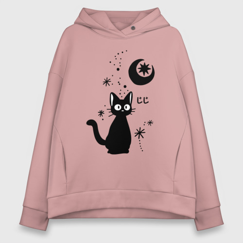 Женское худи Oversize хлопок Jiji Cat, цвет пыльно-розовый