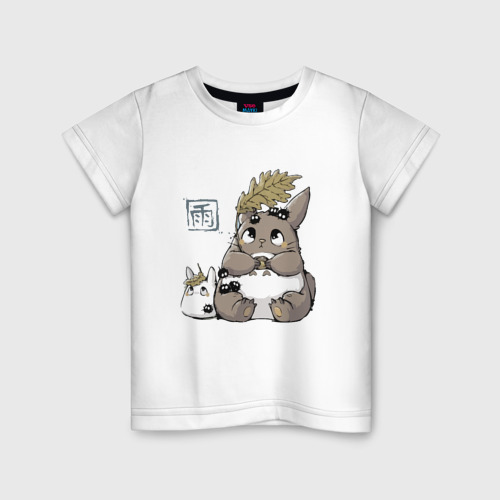 Детская футболка хлопок Cute Totoro, цвет белый