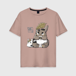 Женская футболка хлопок Oversize Cute Totoro