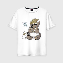 Женская футболка хлопок Oversize Cute Totoro
