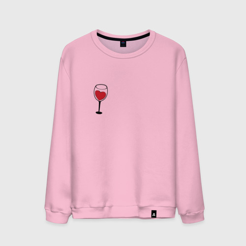 Мужской свитшот хлопок Бокал вина, цвет светло-розовый