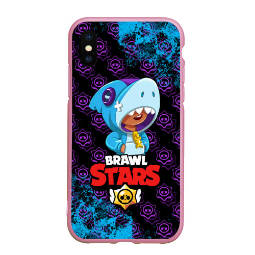 Чехол для iPhone XS Max матовый BRAWL STARS SHARK., цвет розовый