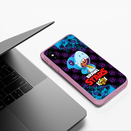 Чехол для iPhone XS Max матовый BRAWL STARS SHARK., цвет розовый - фото 5