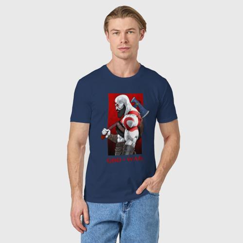 Мужская футболка хлопок God of war, цвет темно-синий - фото 3