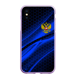 Чехол для iPhone XS Max матовый Россия Russia neon