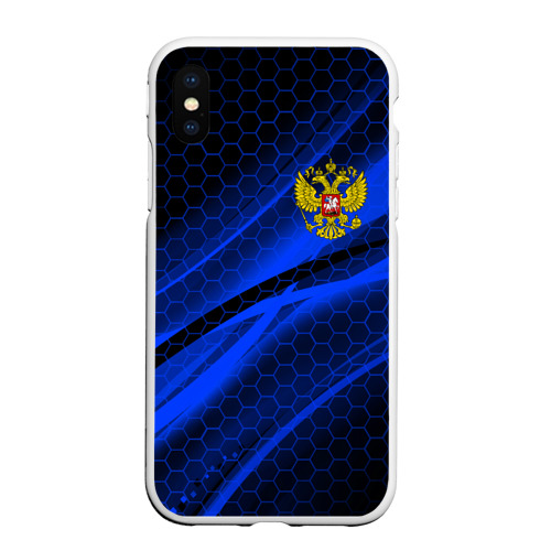 Чехол для iPhone XS Max матовый Россия Russia neon, цвет белый