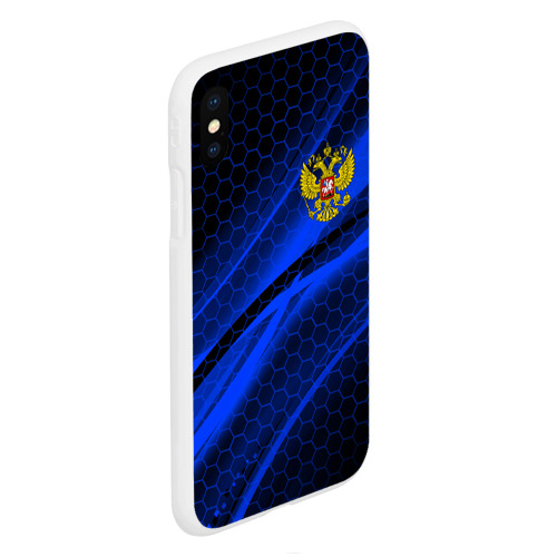 Чехол для iPhone XS Max матовый Россия Russia neon, цвет белый - фото 3