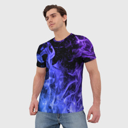 Мужская футболка 3D Фиолетовый огонь - фото 2