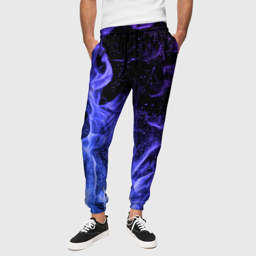 Мужские брюки 3D Фиолетовый огонь, цвет 3D печать - фото 4