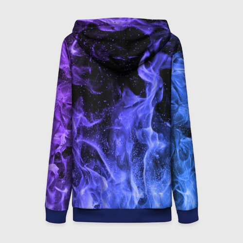 Женская толстовка 3D на молнии Фиолетовый огонь, цвет синий - фото 2