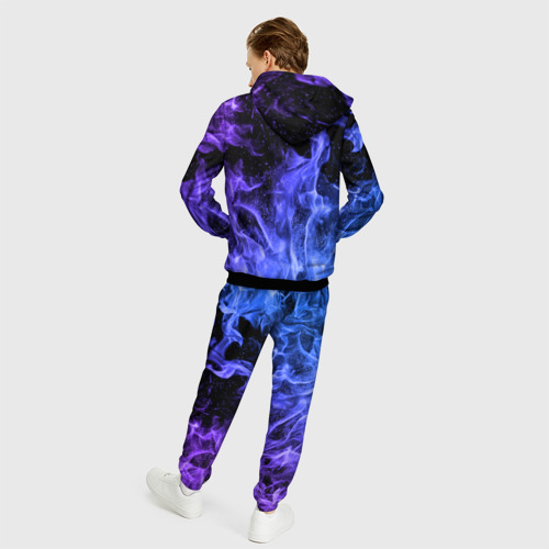 Мужской 3D костюм с принтом Фиолетовый огонь, вид сзади #2