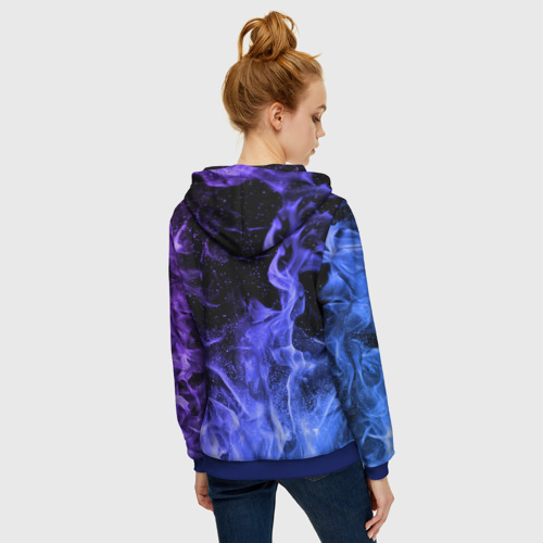 Женская толстовка 3D на молнии Фиолетовый огонь, цвет синий - фото 4