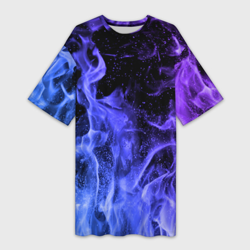 Платье-футболка с принтом Фиолетовый огонь, вид спереди №1