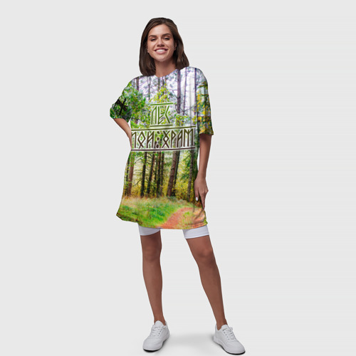Платье-футболка 3D Лес мой храм, цвет 3D печать - фото 5