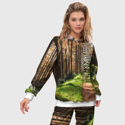 Женский костюм с толстовкой 3D Лес мой храм - фото 2