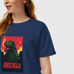 Женская футболка хлопок Oversize Godzilla - фото 2