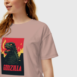 Женская футболка хлопок Oversize Godzilla - фото 2