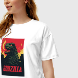 Женская футболка хлопок Oversize Godzilla - фото 2