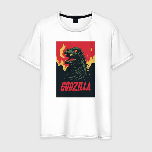 Мужская футболка хлопок Godzilla, цвет белый