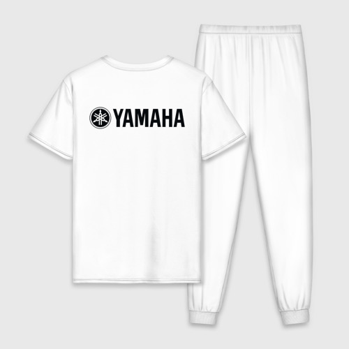 Мужская пижама хлопок Ямаха лого Yamaha logo +спина, цвет белый - фото 2