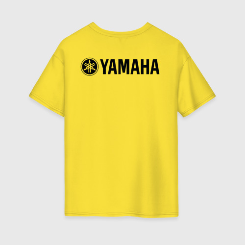 Женская футболка хлопок Oversize Ямаха лого Yamaha logo +спина, цвет желтый - фото 2