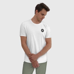 Мужская пижама с белой футболкой хлопок Ямаха лого Yamaha logo +спина - фото 2