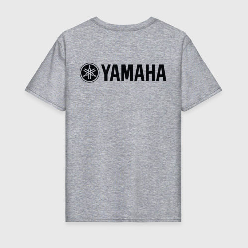 Мужская футболка хлопок Ямаха лого Yamaha logo +спина, цвет меланж - фото 2